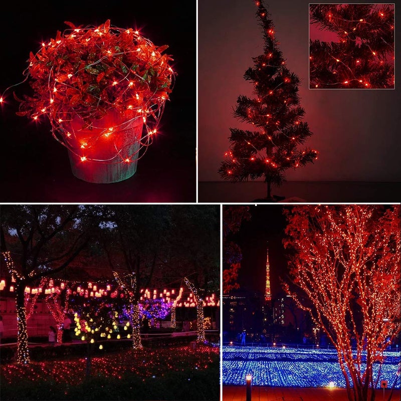 BEEWIN Outdoor Solar String Lights, 2 Pack 33ft 100L Solar Copper Fairy Lights,8 Modes Twinkle Lights Decor for Indoor Outdoor Patio Yard Trees Christmas Wedding Party (Red) - Image 5